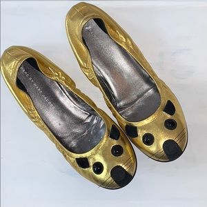 MARC JACOBS gold mouse ballet flats 39